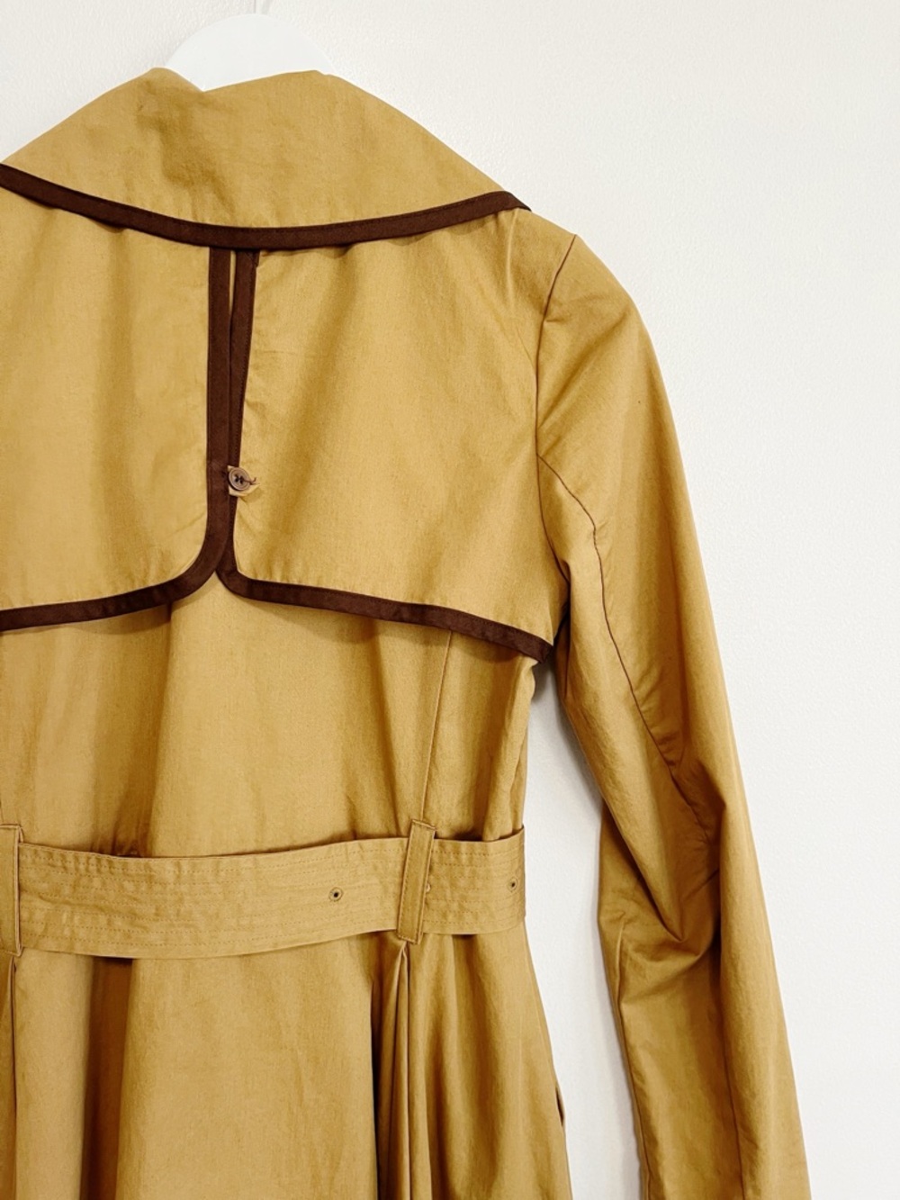 ETT:TWA Anthropologie Marley Trench Coat Tan Double Breasted Belted Swing 2 - Picture 11 of 14